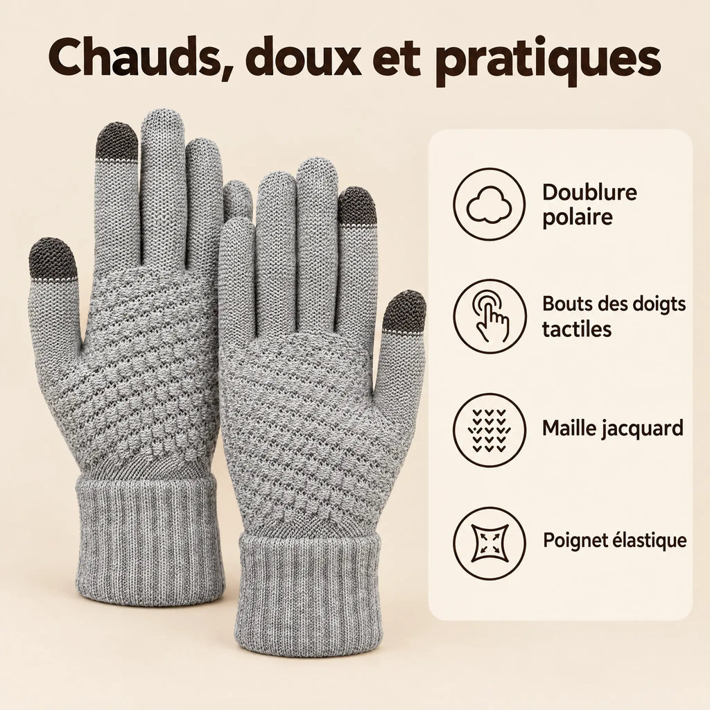 Gants chauffants tactiles doublés